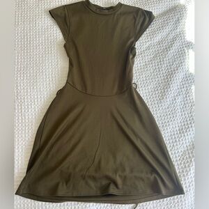 silence + noise olive fitted dress